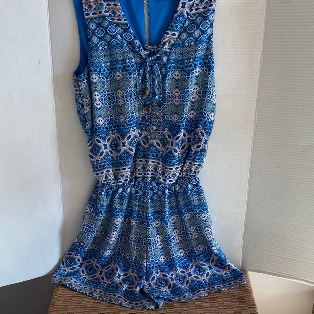 Junior’s Blue Patterned One Piece